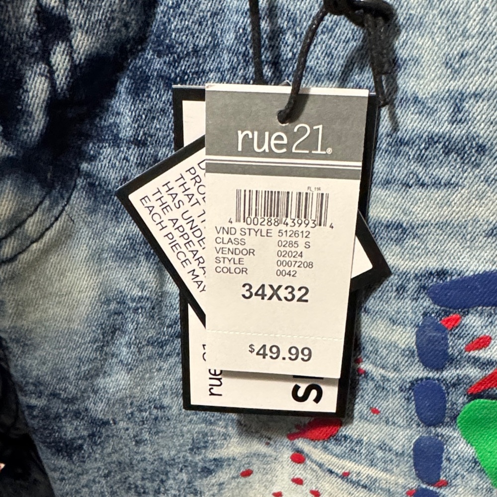 Rue21 Colorful Graphic Jeans 3 Pair Lot! 30x30, 34x30x 34x32. - Picture 2 of 7